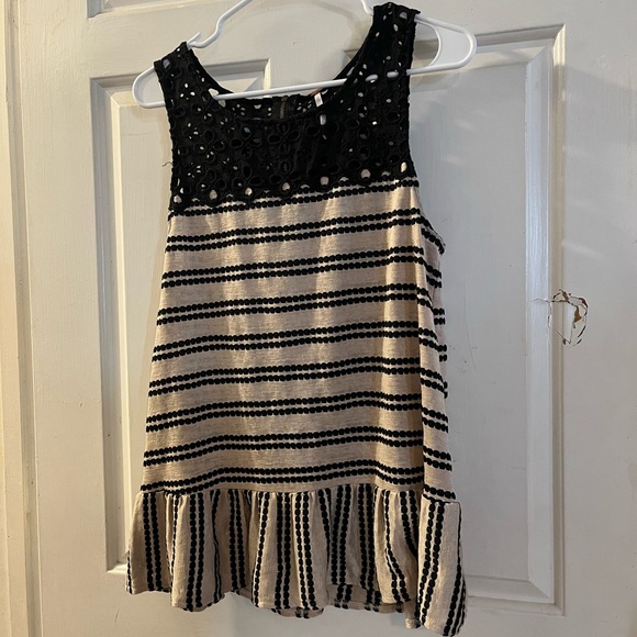 Free People Tops - Free People Black and Cream Striped Top